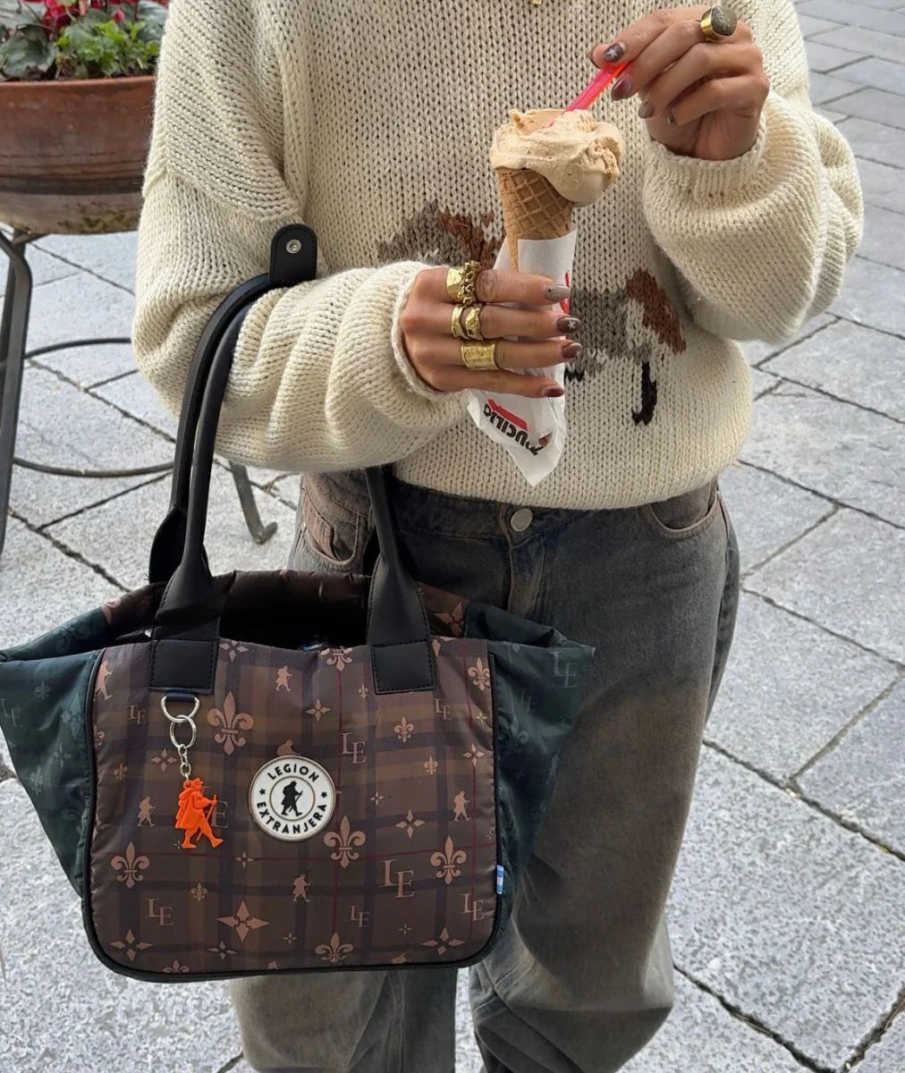 TOTE PUFFER TARTAN MIX