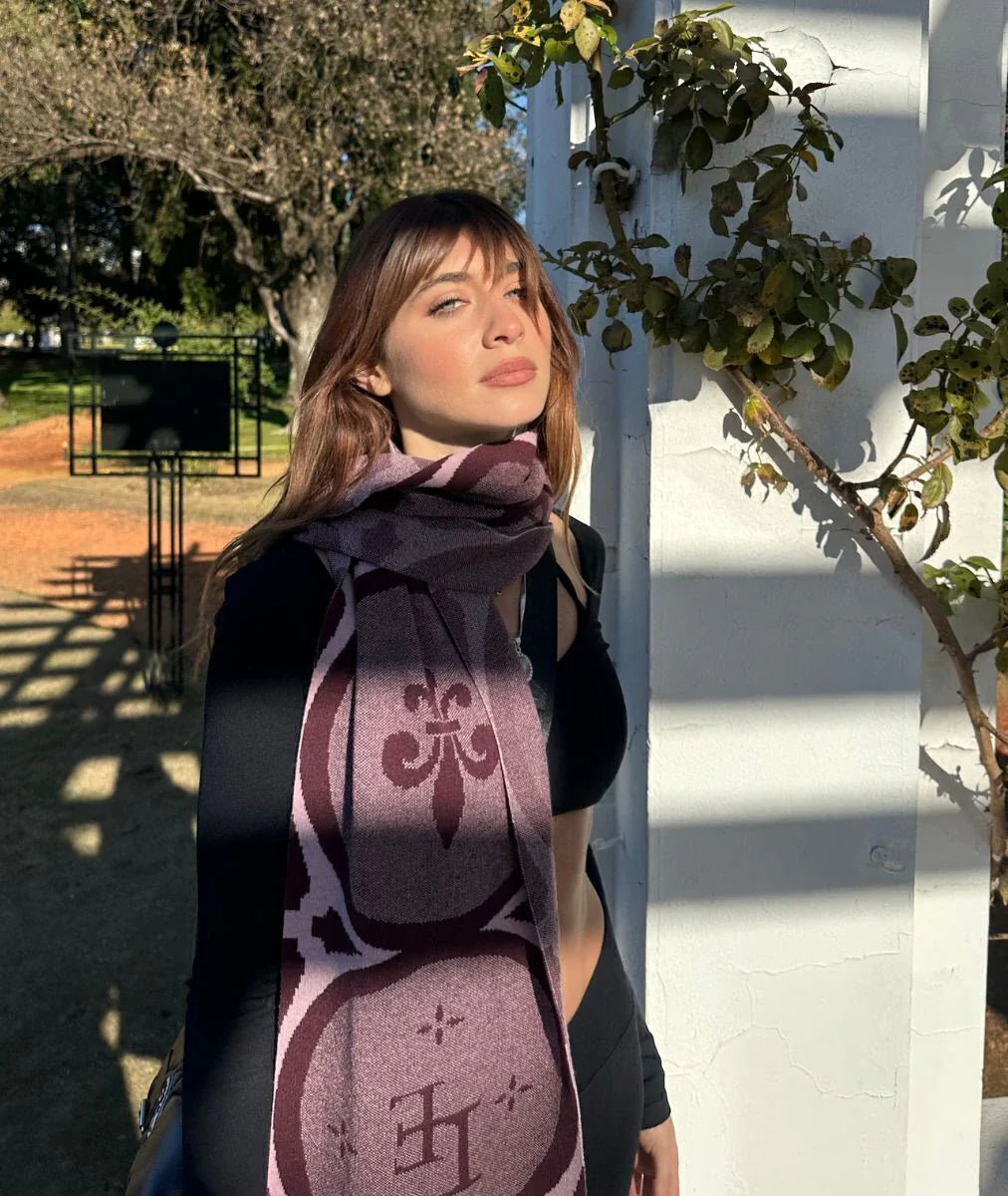 BUFANDA DAMERO ROSA BORDÓ
