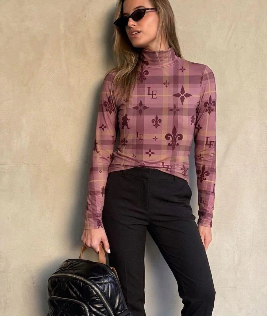 REMERA SLIM TARTAN ROSA