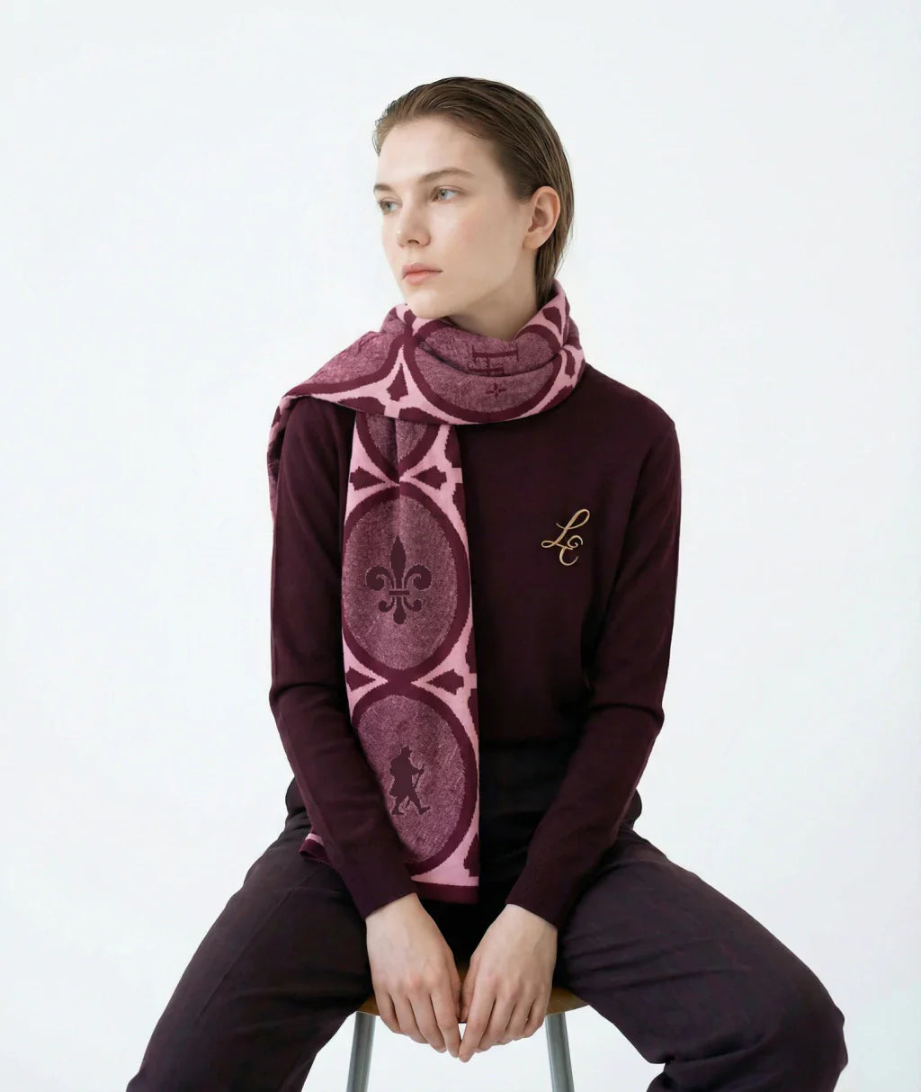 BUFANDA DAMERO ROSA BORDÓ