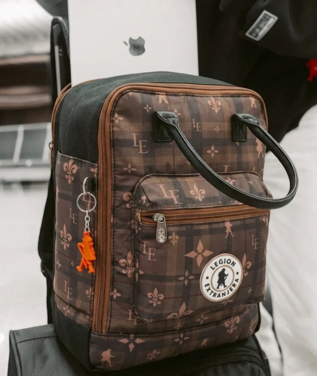 MOCHILA ANDINA TARTAN AVELLANA