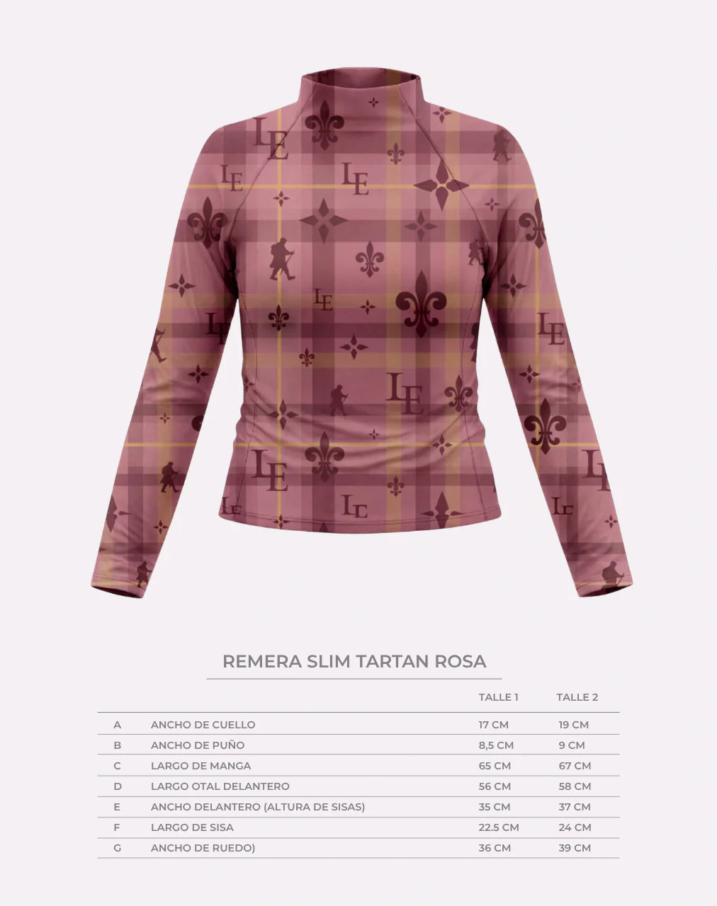 REMERA SLIM TARTAN ROSA